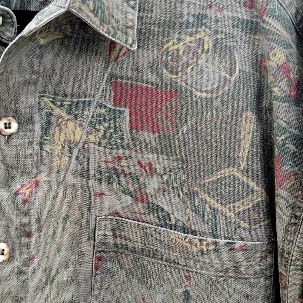 Vintage Eddie Bauer Elkborn Canvas Shirt Mens XL Tall Green Brown Hunting Sport - Picture 5 of 6